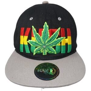 Kush Marijuana Leaf Snapback Cap Black One Size Adjustable Embroidered Howd